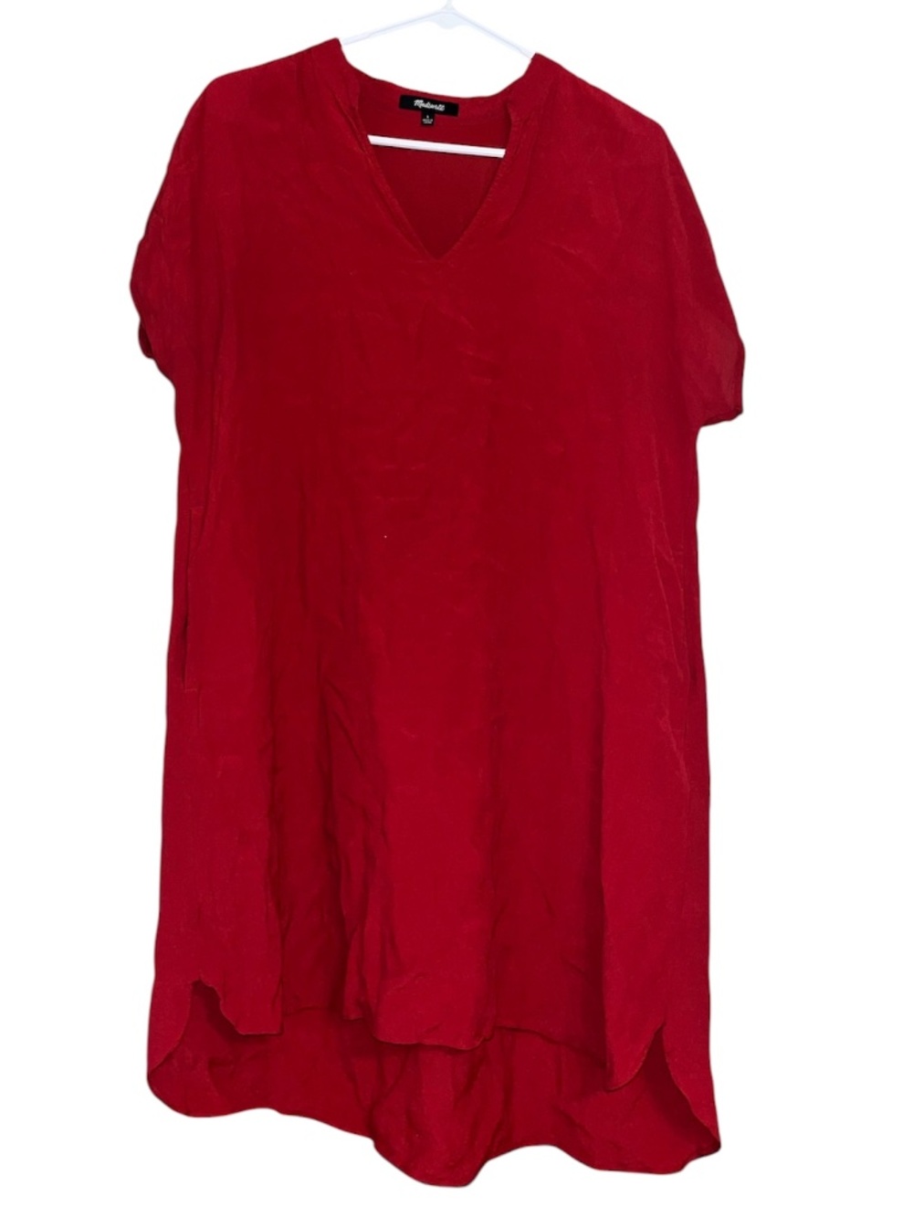 Madewell Women’s Red High Low Relaxed Fit Slip In Mini Dress or Tunic Top Sz-S